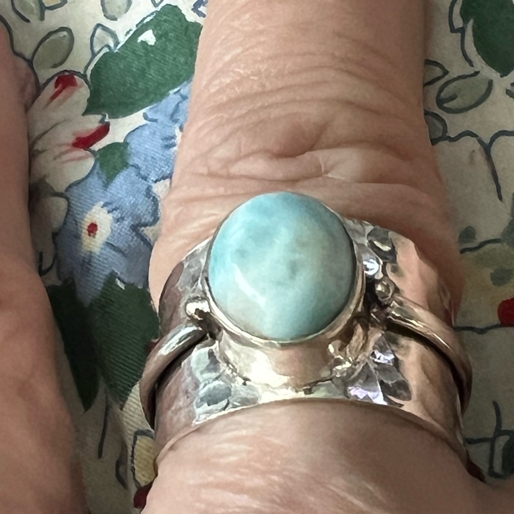 Larimar Hammered Ring - image 7